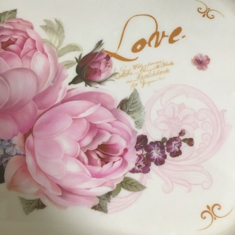 LAST 1! Floral Serving Tray Melamine Handles Cream Pink Peonies Tea Vanity NEW - Picture 9 of 14